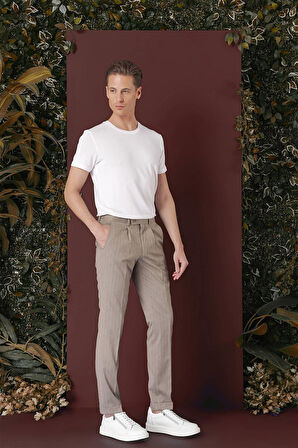 P 1133 Slim Fit Bej Spor Pantolon