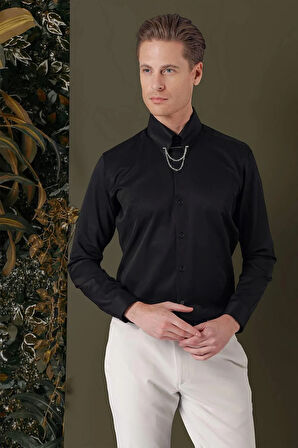 GK 710 Slim Fit Siyah Klasik Gömlek