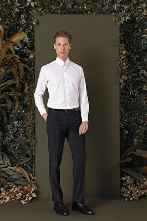 GK 710 Slim Fit Beyaz Klasik Gömlek