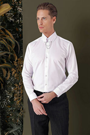 GK 710 Slim Fit Beyaz Klasik Gömlek