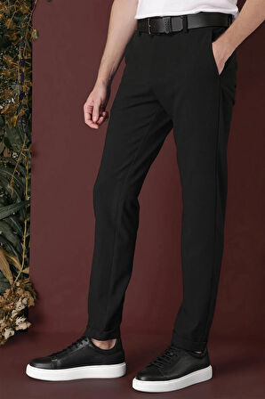 P 1139 Slim Fit Yan Cepli Dokulu Esnek Casuel Koyu Yeşil Pantolon