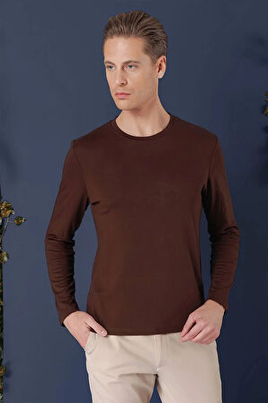 TS 870 Slim Fit Kahve Spor T-Shirt