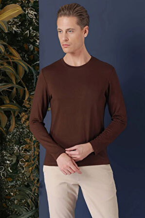 TS 870 Slim Fit Kahve Spor T-Shirt