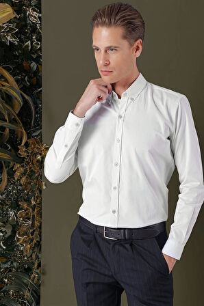 GK 711 Slim Fit Mavi Klasik Gömlek