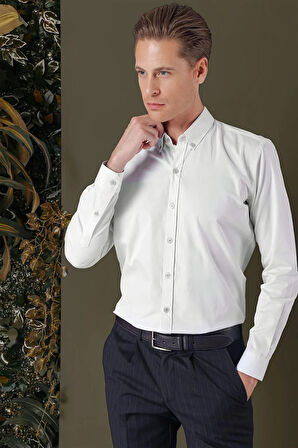 GK 711 Slim Fit Mavi Klasik Gömlek