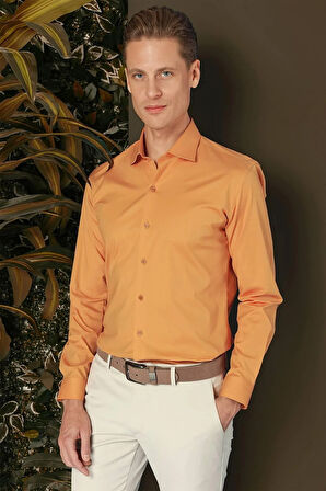 GK 709 Slim Fit Oranj Klasik Gömlek