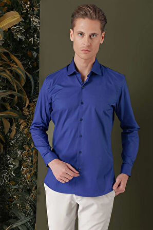 GK 709 Slim Fit Gece Mavisi Klasik Gömlek