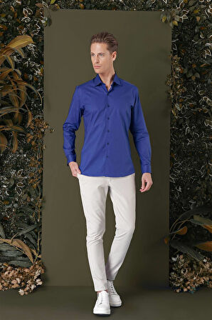 GK 709 Slim Fit Gece Mavisi Klasik Gömlek