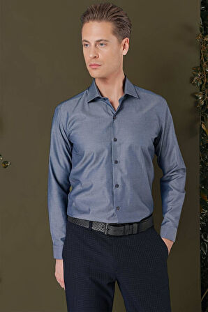 GK 709 Slim Fit Füme Klasik Gömlek