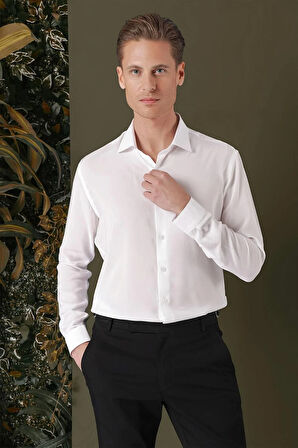 GK 709 Slim Fit Beyaz 1 Klasik Gömlek