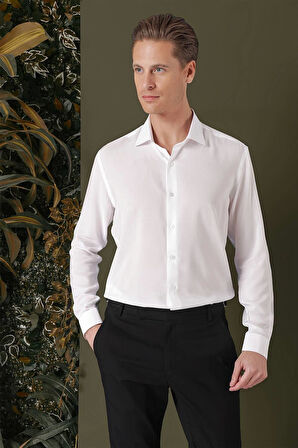GK 709 Slim Fit Beyaz 1 Klasik Gömlek
