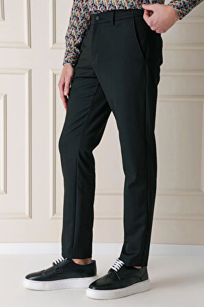 P 1143 Comfort Fit Yan Cep Beli Lastikli Esnek Pamuk Siyah Jogger Pantolon