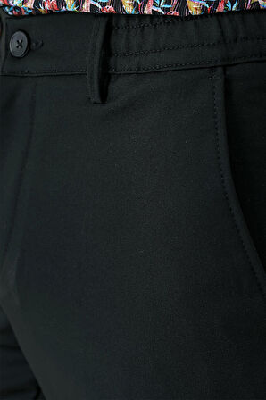P 1143 Comfort Fit Yan Cep Beli Lastikli Esnek Pamuk Siyah Jogger Pantolon