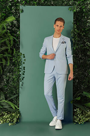 P 1143 Comfort Fit Yan Cep Beli Lastikli Esnek Pamuk Mavi Jogger Pantolon