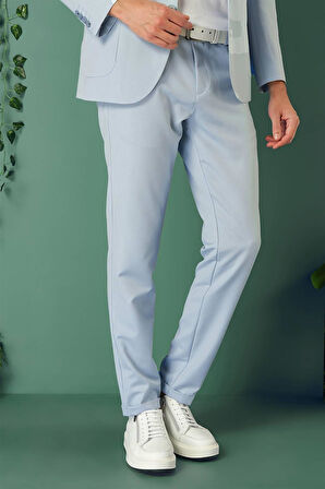 P 1143 Comfort Fit Yan Cep Beli Lastikli Esnek Pamuk Mavi Jogger Pantolon