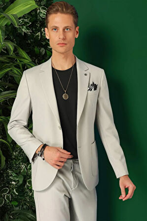 C 664 Comfort Fit Torba Cep Esnek Pamuk Casuel Taş Ceket