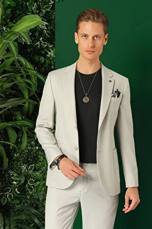 C 664 Comfort Fit Torba Cep Esnek Pamuk Casuel Taş Ceket