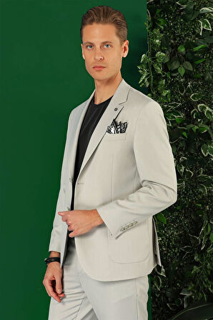 C 664 Comfort Fit Torba Cep Esnek Pamuk Casuel Taş Ceket