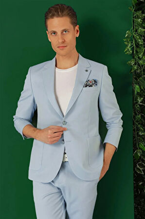 C 664 Comfort Fit Torba Cep Esnek Pamuk Casuel Mavi Ceket