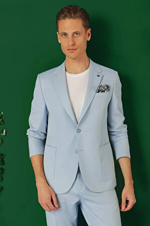 C 664 Comfort Fit Torba Cep Esnek Pamuk Casuel Mavi Ceket