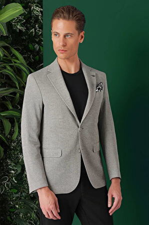 C 665 Comfort Fit Kırçıllı Dokuma Pamuklu Casuel Gri Ceket