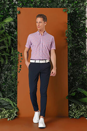 Slim Fit Yan Cepli Düz Esnek Casual Lacivert Pantolon P 1144