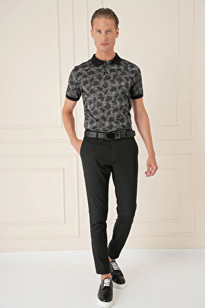 P 1147 Slim Fit Yan Cep Esnek Pamuk Casuel Siyah Pantolon