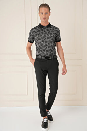 P 1147 Slim Fit Yan Cep Esnek Pamuk Casuel Siyah Pantolon
