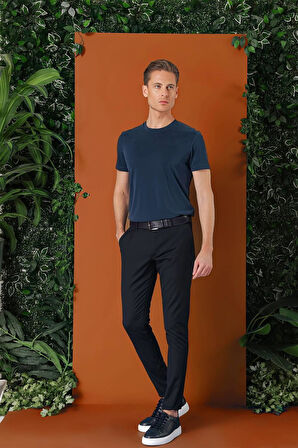 P 1147 Slim Fit Yan Cep Esnek Pamuk Casuel Lacivert Pantolon
