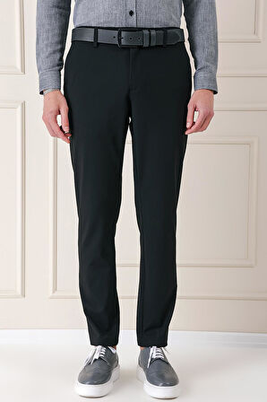 Comfort Fit Yan Cep Pamuk Gabardin Casual Siyah Pantolon P 1146