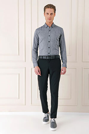 Comfort Fit Yan Cep Pamuk Gabardin Casual Siyah Pantolon P 1146
