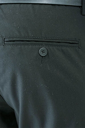Comfort Fit Yan Cep Pamuk Gabardin Casual Siyah Pantolon P 1146