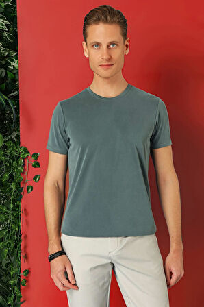 Ts 878 Slim Fit Bisiklet Yaka %100 Pamuk Gri Tişört