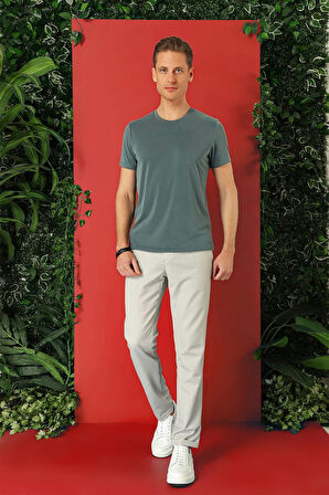 Ts 878 Slim Fit Bisiklet Yaka %100 Pamuk Gri Tişört