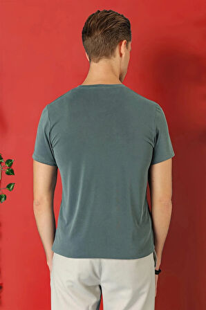 Ts 878 Slim Fit Bisiklet Yaka %100 Pamuk Gri Tişört
