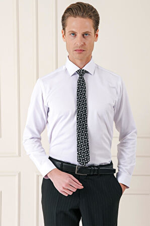 Gk 718 Slim Fit Dokulu Pamuklu Klasik Beyaz Gömlek