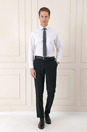 Gk 718 Slim Fit Dokulu Pamuklu Klasik Beyaz Gömlek