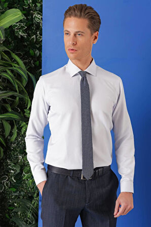 Gk 719 Slim Fit Dokulu Pamuklu Klasik Mavi Gömlek