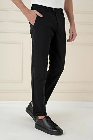 P 1150 Comfort Fit Beli Lastikli Yan Cep Siyah Jogger Pantolon