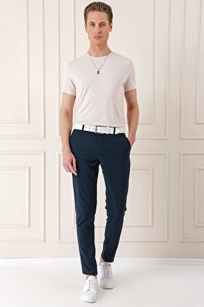 P 1150 Comfort Fit Beli Lastikli Yan Cep Lacivert Jogger Pantolon