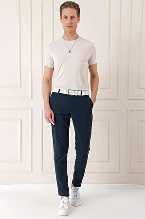 P 1150 Comfort Fit Beli Lastikli Yan Cep Lacivert Jogger Pantolon