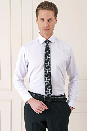 Gk 718 Slim Fit Dokulu Pamuklu Klasik Beyaz Gömlek