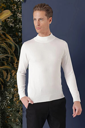 TR 863 Slim Fit Ekru Klasik Triko