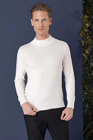 TR 863 Slim Fit Ekru Klasik Triko