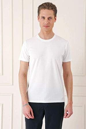 Ts 880 Slim Fit Bisiklet Yaka Pamuklu Beyaz Tişört
