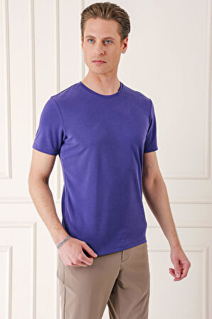 Ts 880 Slim Fit Bisiklet Yaka Pamuklu Mor Tişört