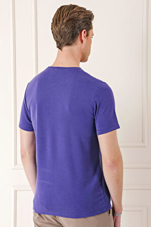 Ts 880 Slim Fit Bisiklet Yaka Pamuklu Mor Tişört