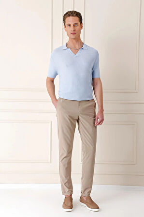 Tr 868 Slim Fit Polo Yaka Kısa Kol %100 Pamuk Mavi Triko