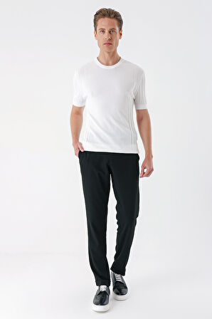 Tr 869 Slim Fit Bisiklet Yaka Kısa Kol Beyaz Triko