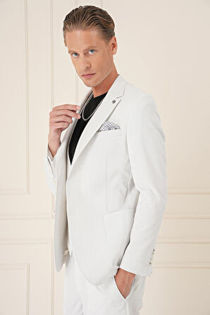 C 678 Comfort Fit Gofre Kumaş Pamuk Yelekli Casuel Taş Ceket